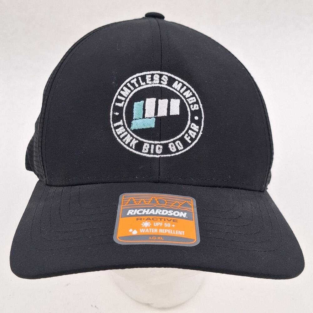 Limitless Minds Richardson Hat Cap Fitted Mens L-XL Black Water Repellent UPF 50